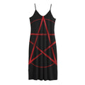 Red Pentagram Symbol Print Jersey Midi Cami Dress