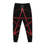 Red Pentagram Symbol Print Jogger Pants