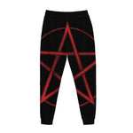 Red Pentagram Symbol Print Jogger Pants
