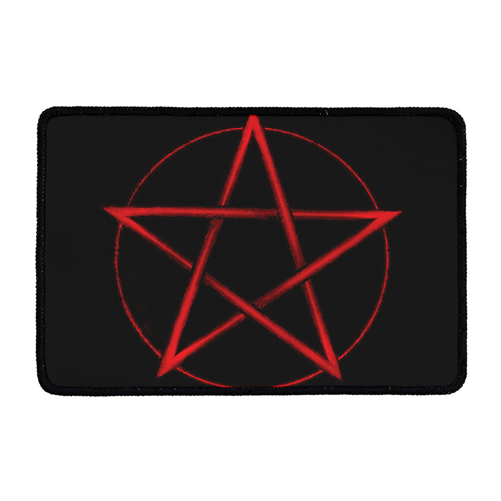 Red Pentagram Symbol Print Kitchen Mat