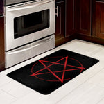 Red Pentagram Symbol Print Kitchen Mat