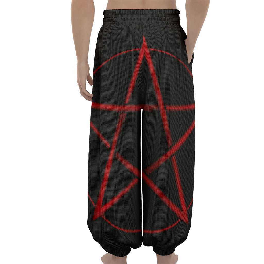 Red Pentagram Symbol Print Lantern Pants