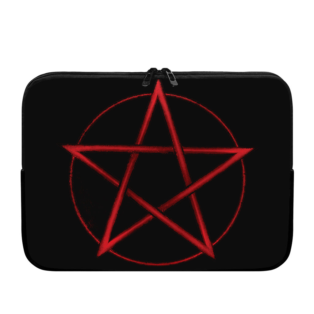 Red Pentagram Symbol Print Laptop Sleeve