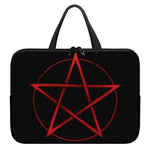 Red Pentagram Symbol Print Laptop Sleeve With Handle