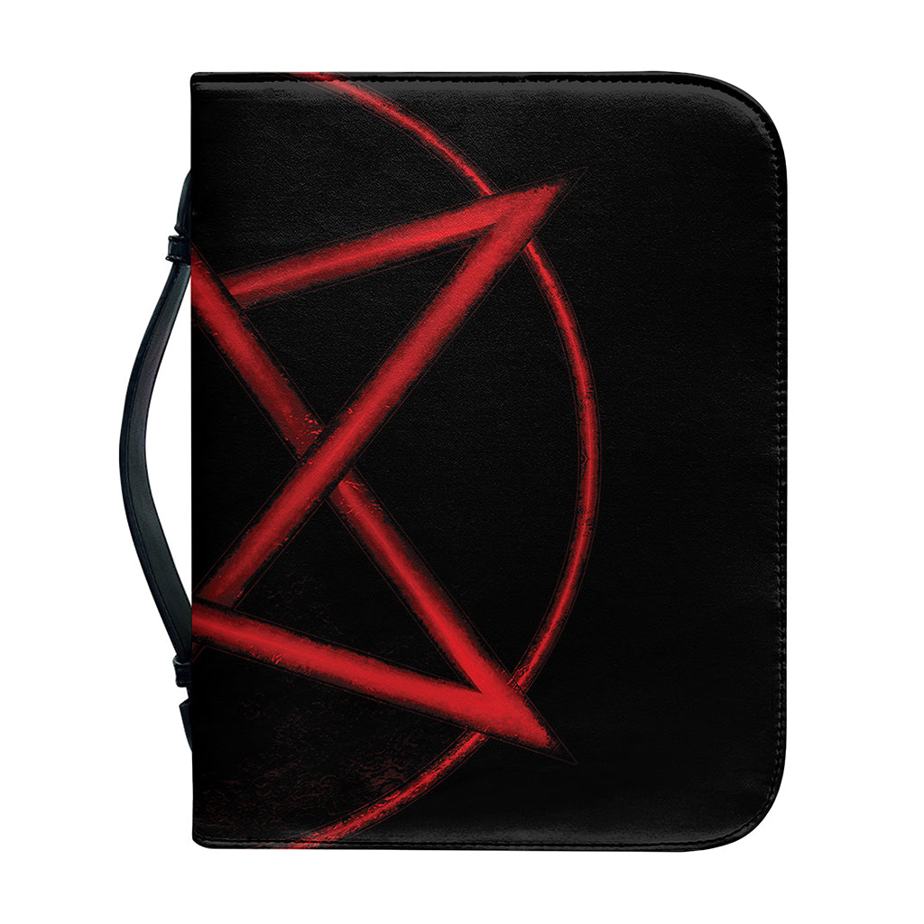 Red Pentagram Symbol Print Leather Bible Cover
