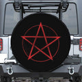 Red Pentagram Symbol Print Leather Spare Tire Cover