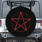 Red Pentagram Symbol Print Leather Spare Tire Cover