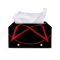 Red Pentagram Symbol Print Leather Tissue Box Cover