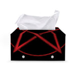 Red Pentagram Symbol Print Leather Tissue Box Cover