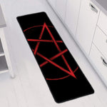 Red Pentagram Symbol Print Long Kitchen Mat