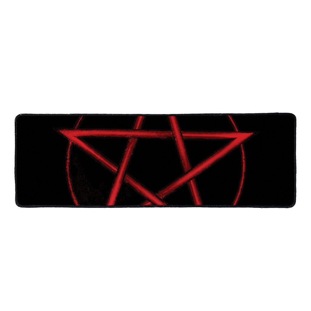 Red Pentagram Symbol Print Long Kitchen Mat