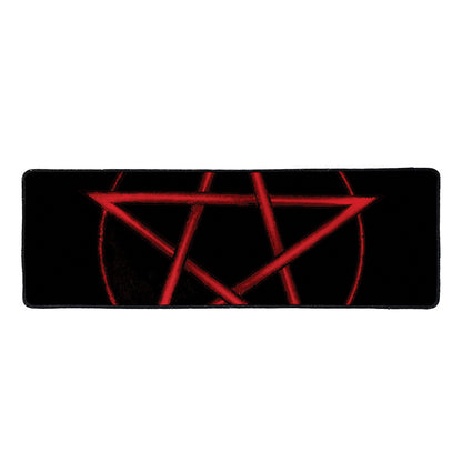 Red Pentagram Symbol Print Long Kitchen Mat
