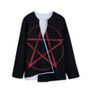 Red Pentagram Symbol Print Long Sleeve Short Coat