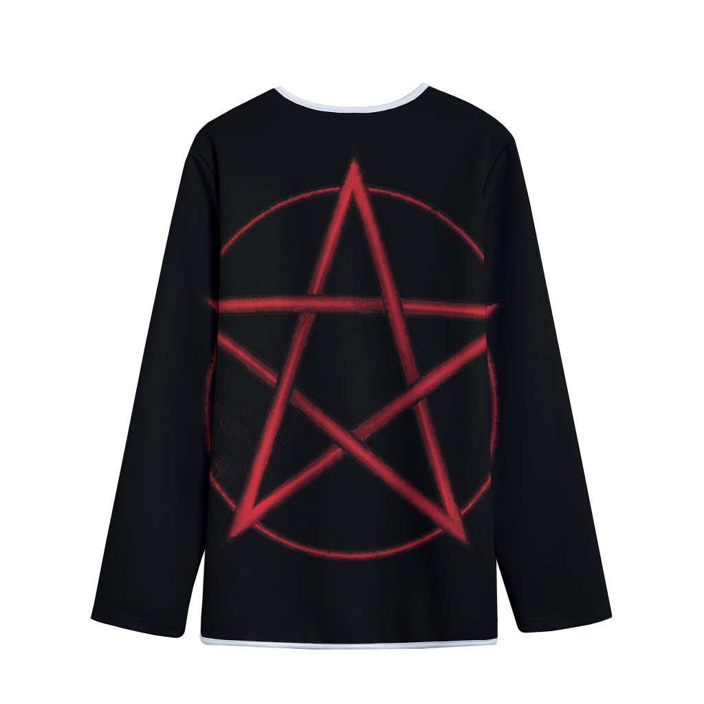 Red Pentagram Symbol Print Long Sleeve Short Coat