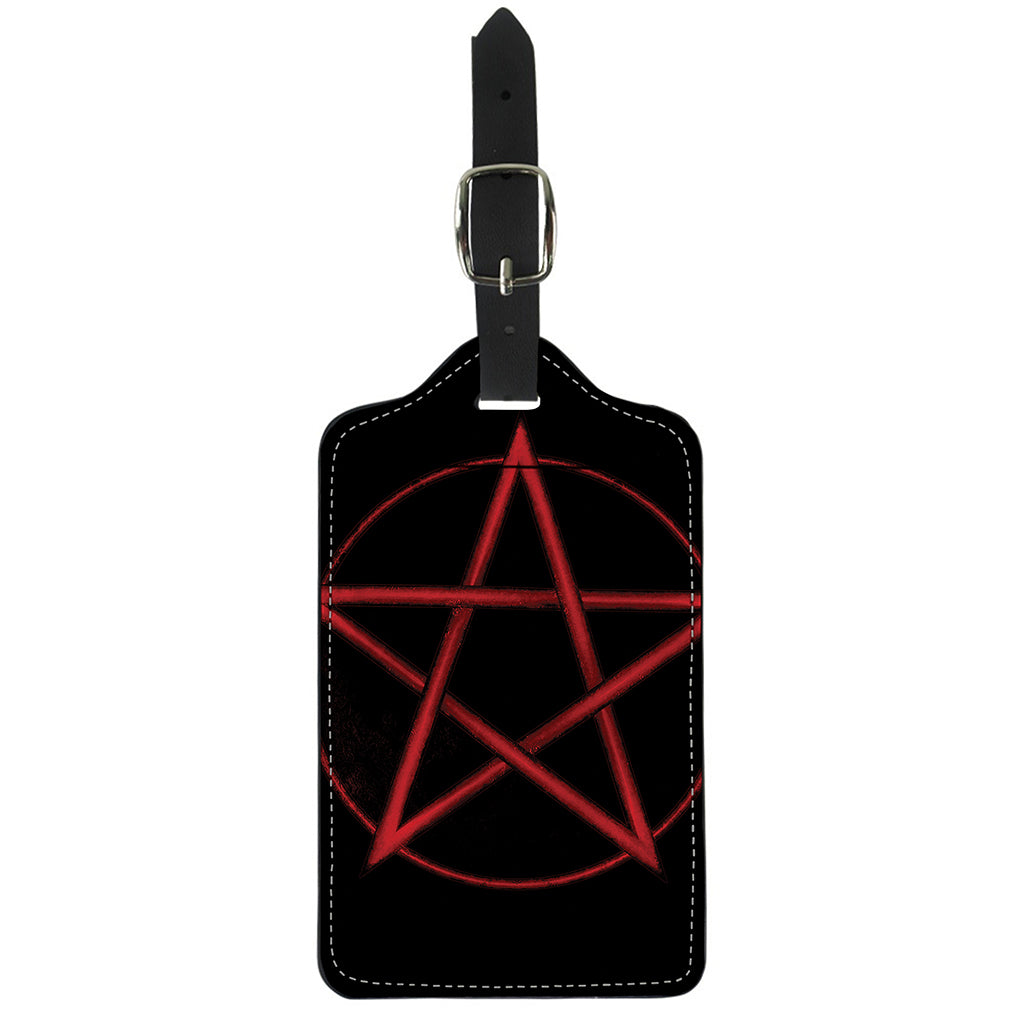Red Pentagram Symbol Print Luggage Tag