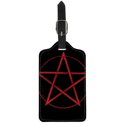 Red Pentagram Symbol Print Luggage Tag