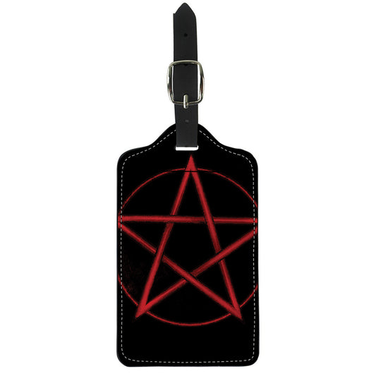 Red Pentagram Symbol Print Luggage Tag