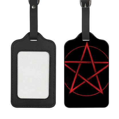 Red Pentagram Symbol Print Luggage Tag
