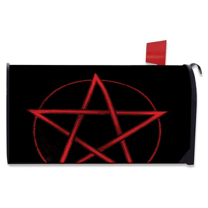 Red Pentagram Symbol Print Mailbox Cover