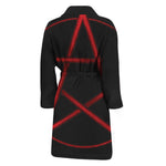 Red Pentagram Symbol Print Men's Bathrobe