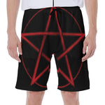 Red Pentagram Symbol Print Men's Beach Shorts
