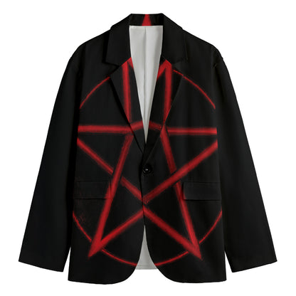 Red Pentagram Symbol Print Men's Blazer