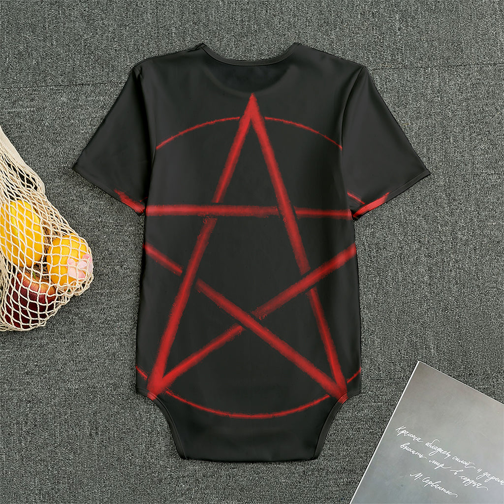 Red Pentagram Symbol Print Men's Bodysuit