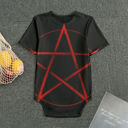 Red Pentagram Symbol Print Men's Bodysuit