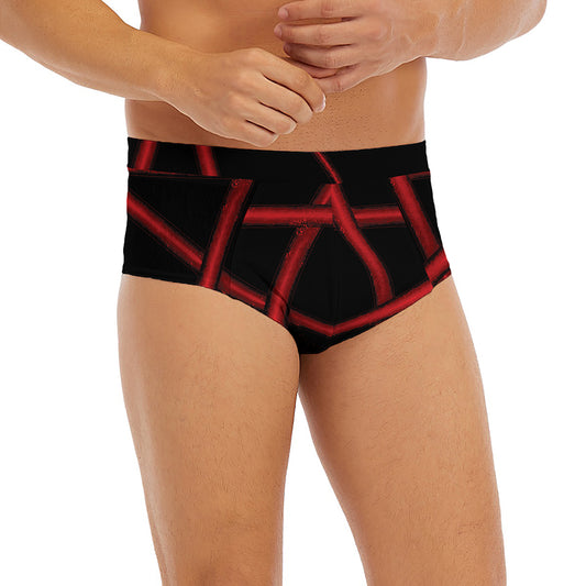 Red Pentagram Symbol Print Men's Briefs