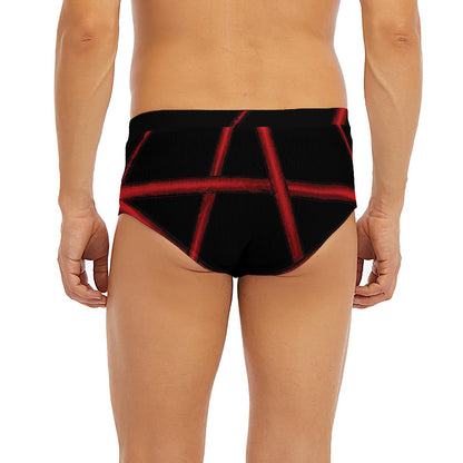 Red Pentagram Symbol Print Men's Briefs