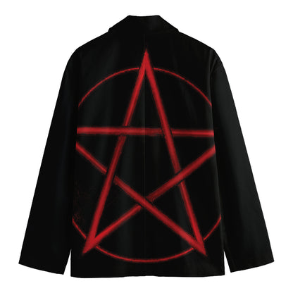 Red Pentagram Symbol Print Men's Cotton Blazer