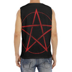 Red Pentagram Symbol Print Men's Fitness Tank Top