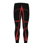 Red Pentagram Symbol Print Men's leggings