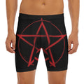 Red Pentagram Symbol Print Men's Long Boxer Briefs
