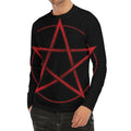Red Pentagram Symbol Print Men's Long Sleeve Rash Guard