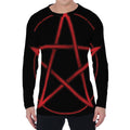 Red Pentagram Symbol Print Men's Long Sleeve T-Shirt
