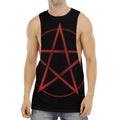 Red Pentagram Symbol Print Men's Muscle Tank Top