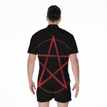 Red Pentagram Symbol Print Men's Rompers