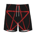 Red Pentagram Symbol Print Men's Athletic Shorts