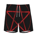 Red Pentagram Symbol Print Men's Sports Shorts