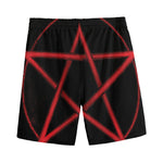 Red Pentagram Symbol Print Men's Sports Shorts
