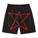Red Pentagram Symbol Print Men's Swim Trunks