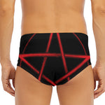Red Pentagram Symbol Print Men's Triangle Swim Briefs