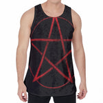 Red Pentagram Symbol Print Men's Velvet Tank Top