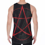Red Pentagram Symbol Print Men's Velvet Tank Top