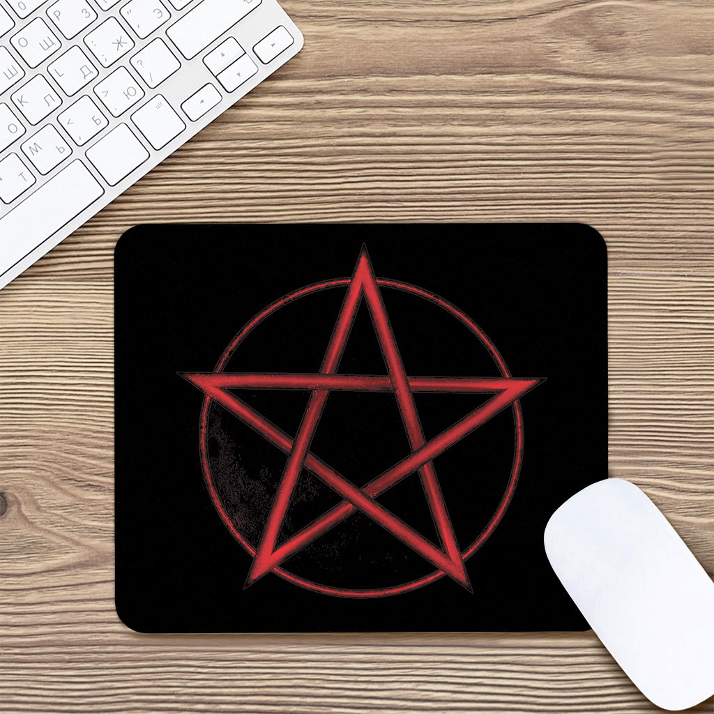 Red Pentagram Symbol Print Mouse Pad