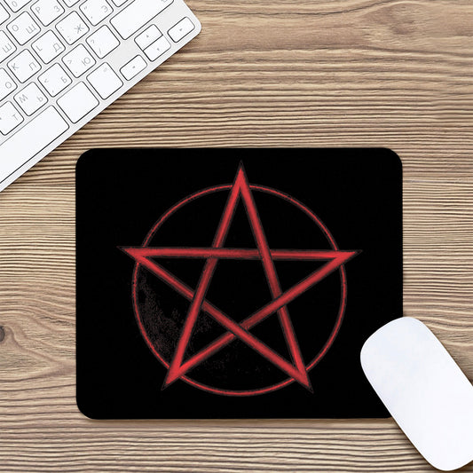 Red Pentagram Symbol Print Mouse Pad