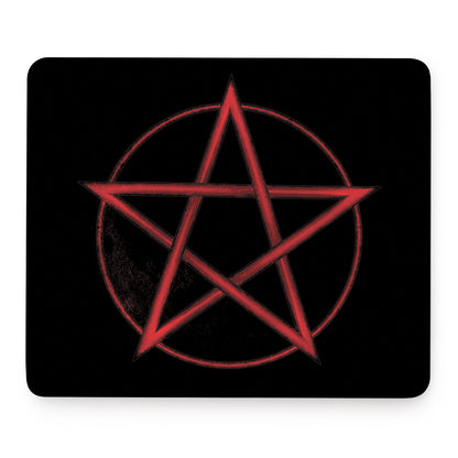 Red Pentagram Symbol Print Mouse Pad