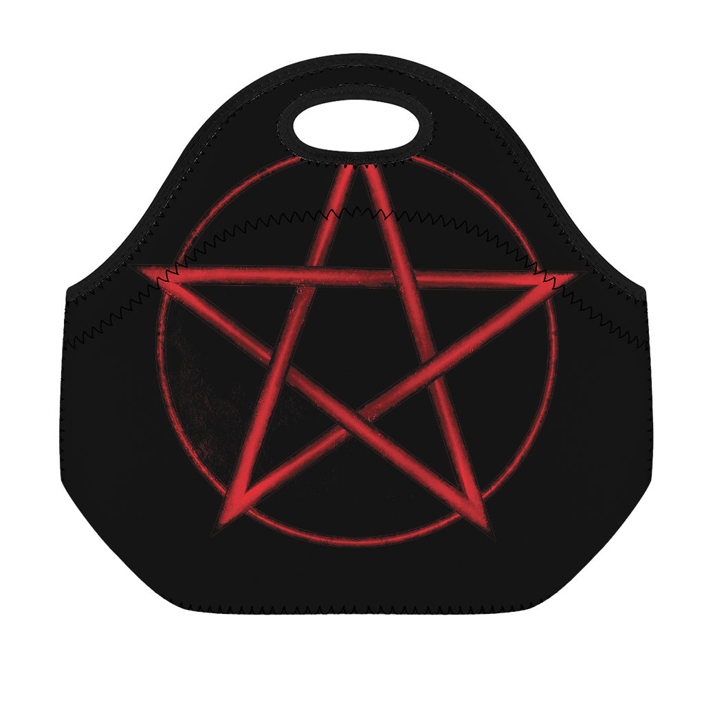 Red Pentagram Symbol Print Neoprene Lunch Bag