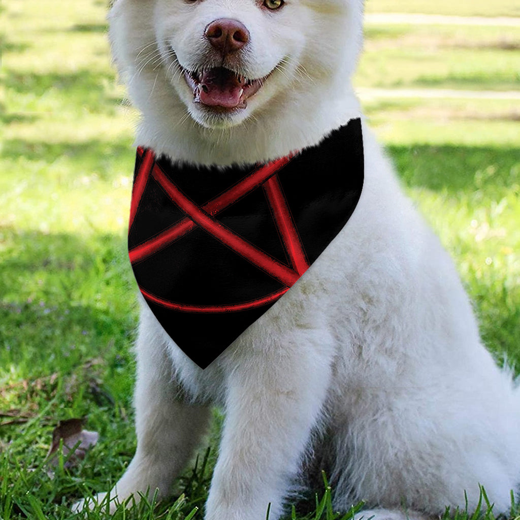 Red Pentagram Symbol Print Over The Collar Dog Bandana